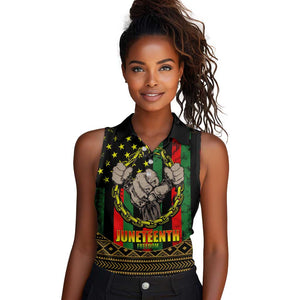 Juneteenth Celebration 2024 Women Sleeveless Polo Shirt Black History June 19