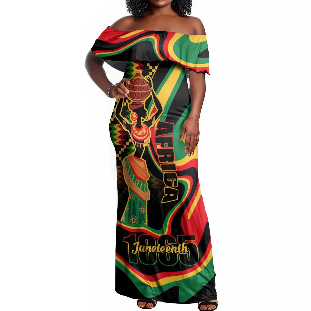 Juneteenth 2024 Off Shoulder Maxi Dress 1865 Freedom Day Anniversary