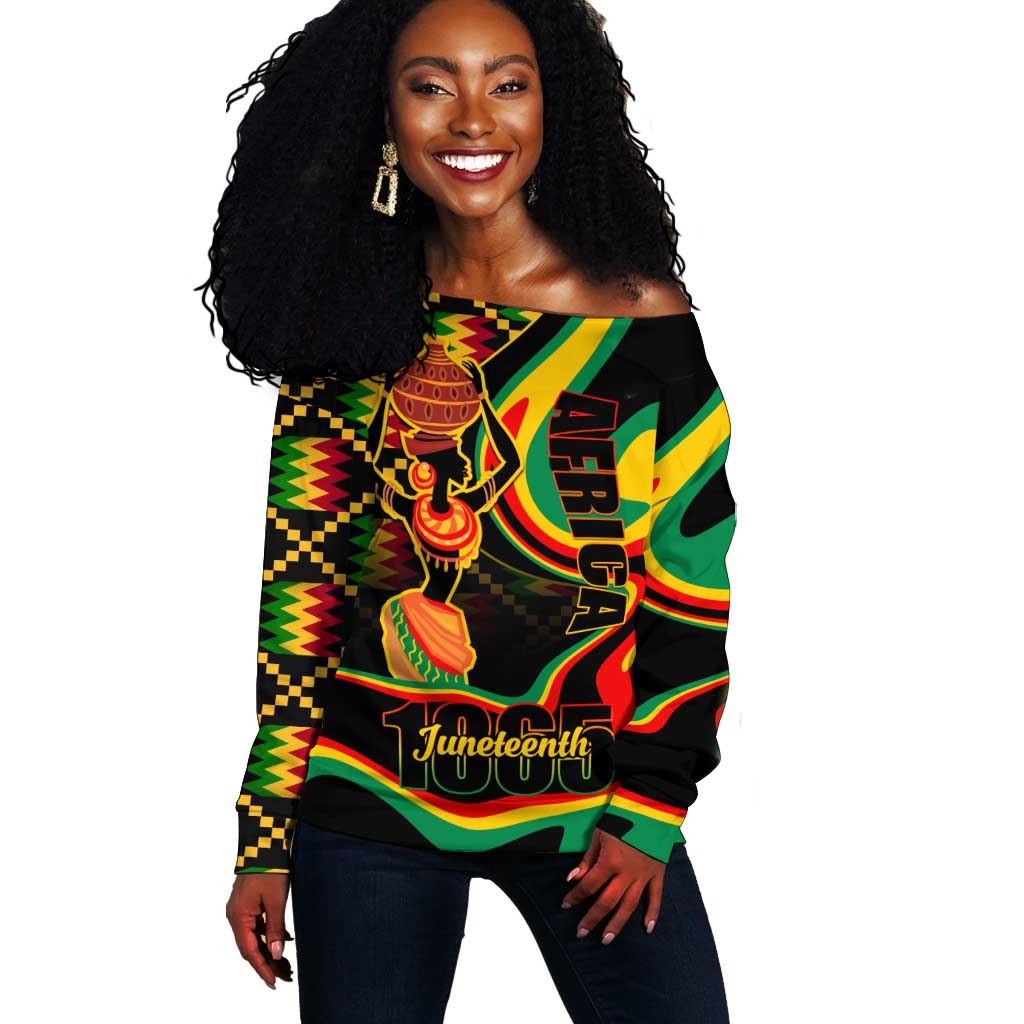 Juneteenth 2024 Off Shoulder Sweater 1865 Freedom Day Anniversary