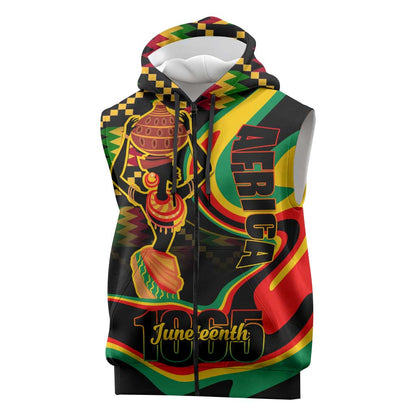 Juneteenth 2024 Sleeveless Zip Hoodie 1865 Freedom Day Anniversary - African Pride