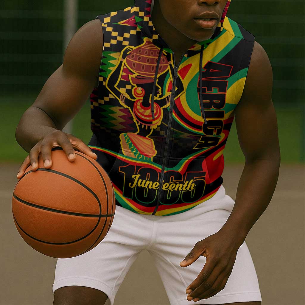Juneteenth 2024 Sleeveless Zip Hoodie 1865 Freedom Day Anniversary - African Pride