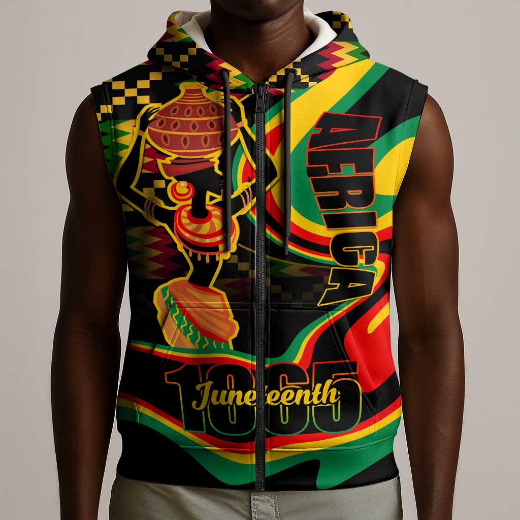 Juneteenth 2024 Sleeveless Zip Hoodie 1865 Freedom Day Anniversary - African Pride
