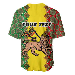 Personalized Ethiopia Baseball Jersey with Lion of Judah and African Pattern Design