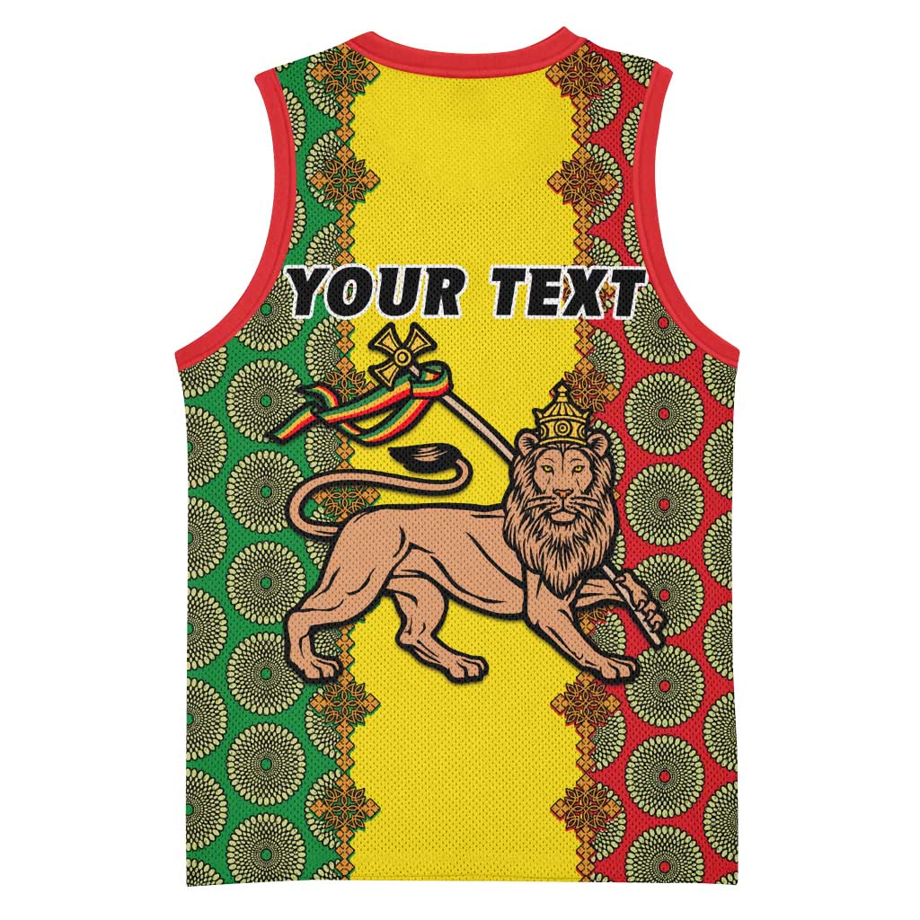 Personalized Ethiopia Basketball Jersey with Lion of Judah and African Pattern Design LT01