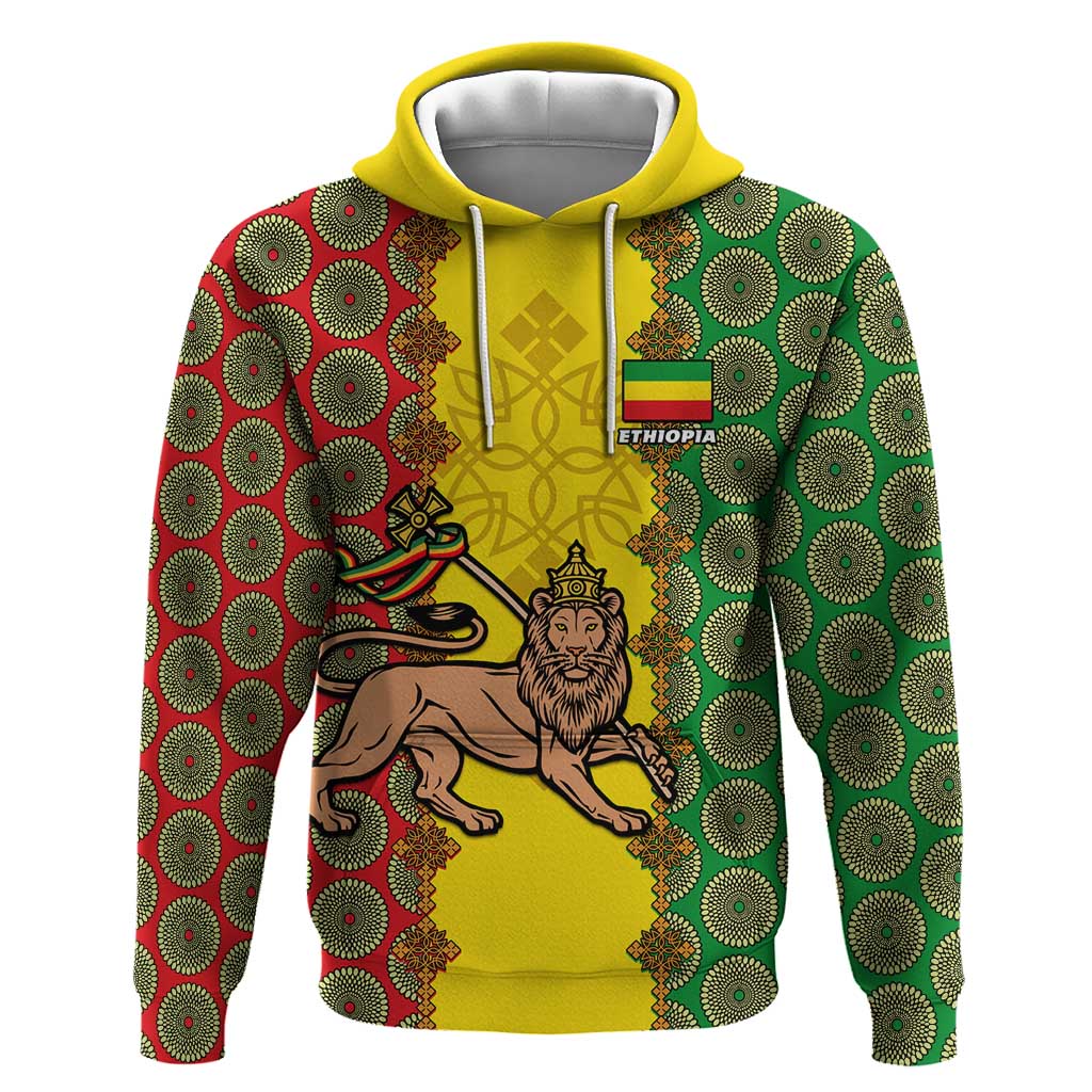 Personalized Ethiopia Hoodie with Lion of Judah and African Pattern Design