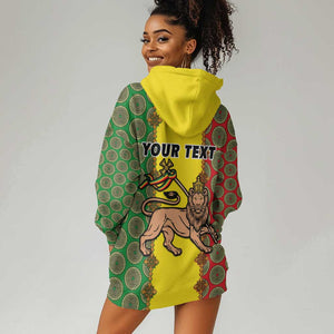 Personalized Ethiopia Hoodie Dress with Lion of Judah and African Pattern Design