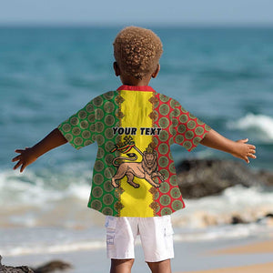 Personalized Ethiopia Kid Hawaiian Shirt with Lion of Judah and African Pattern Design