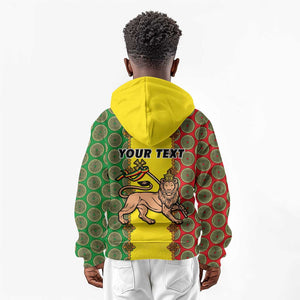 Personalized Ethiopia Kid Hoodie with Lion of Judah and African Pattern Design