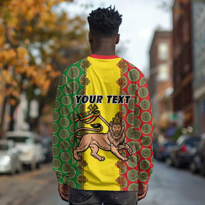 Personalized Ethiopia Long Sleeve Shirt with Lion of Judah and African Pattern Design LT01