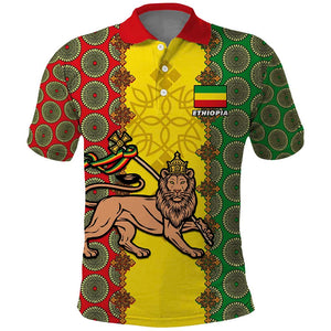 Personalized Ethiopia Polo Shirt with Lion of Judah and African Pattern Design