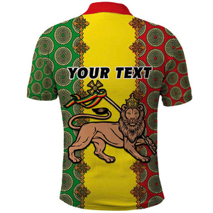 Personalized Ethiopia Polo Shirt with Lion of Judah and African Pattern Design