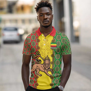 Personalized Ethiopia Polo Shirt with Lion of Judah and African Pattern Design