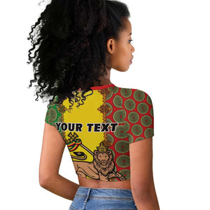 Personalized Ethiopia Raglan Cropped T shirt with Lion of Judah and African Pattern Design