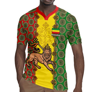 Personalized Ethiopia Rugby Jersey with Lion of Judah and African Pattern Design