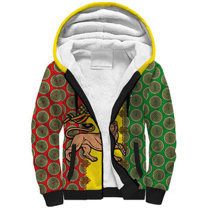 Personalized Ethiopia Sherpa Hoodie with Lion of Judah and African Pattern Design