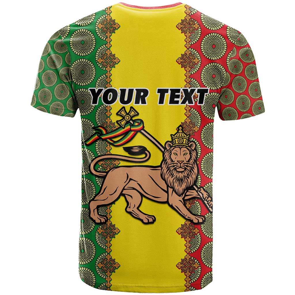 Personalized Ethiopia T shirt with Lion of Judah and African Pattern Design