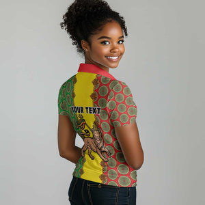 Personalized Ethiopia Women Polo Shirt with Lion of Judah and African Pattern Design