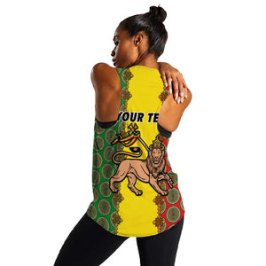 Personalized Ethiopia Women Racerback Tank with Lion of Judah and African Pattern Design