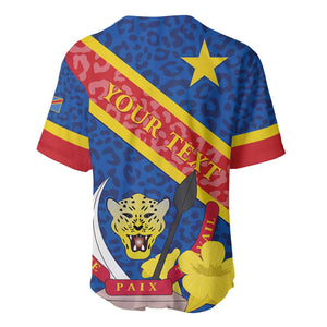 Congo DR Baseball Jersey Coat Of Arms Leopard Pattern