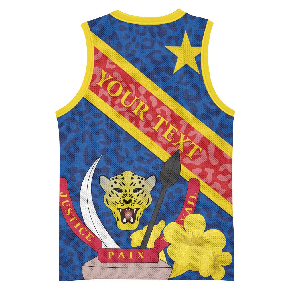 Congo DR Basketball Jersey Coat Of Arms Leopard Pattern LT01