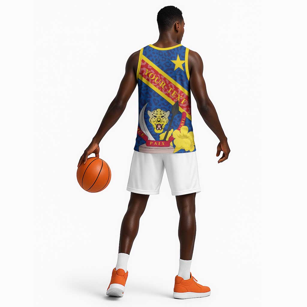 Congo DR Basketball Jersey Coat Of Arms Leopard Pattern LT01