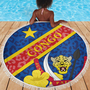 Congo DR Beach Blanket Coat Of Arms Leopard Pattern