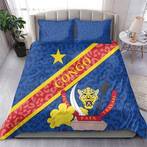 Congo DR Bedding Set Coat Of Arms Leopard Pattern