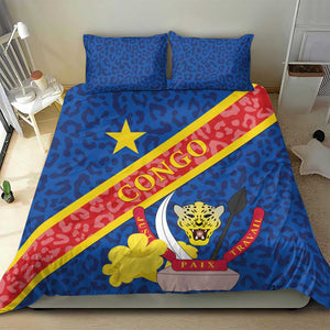 Congo DR Bedding Set Coat Of Arms Leopard Pattern