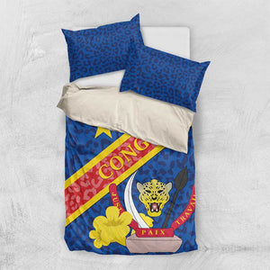 Congo DR Bedding Set Coat Of Arms Leopard Pattern