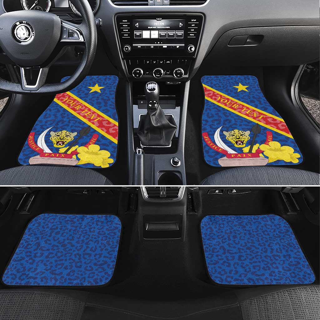 Congo DR Car Mats Coat Of Arms Leopard Pattern