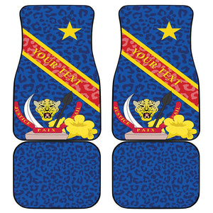 Congo DR Car Mats Coat Of Arms Leopard Pattern