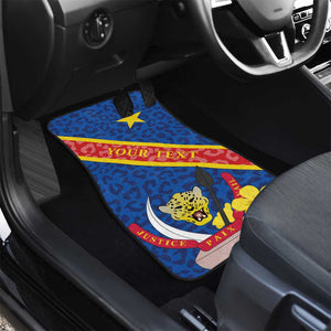 Congo DR Car Mats Coat Of Arms Leopard Pattern