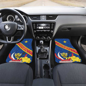 Congo DR Car Mats Coat Of Arms Leopard Pattern