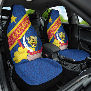 Congo DR Car Seat Cover Coat Of Arms Leopard Pattern