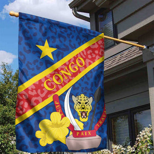 Congo DR Garden Flag Coat Of Arms Leopard Pattern