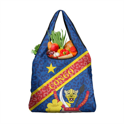 Congo DR Grocery Bag Coat Of Arms Leopard Pattern