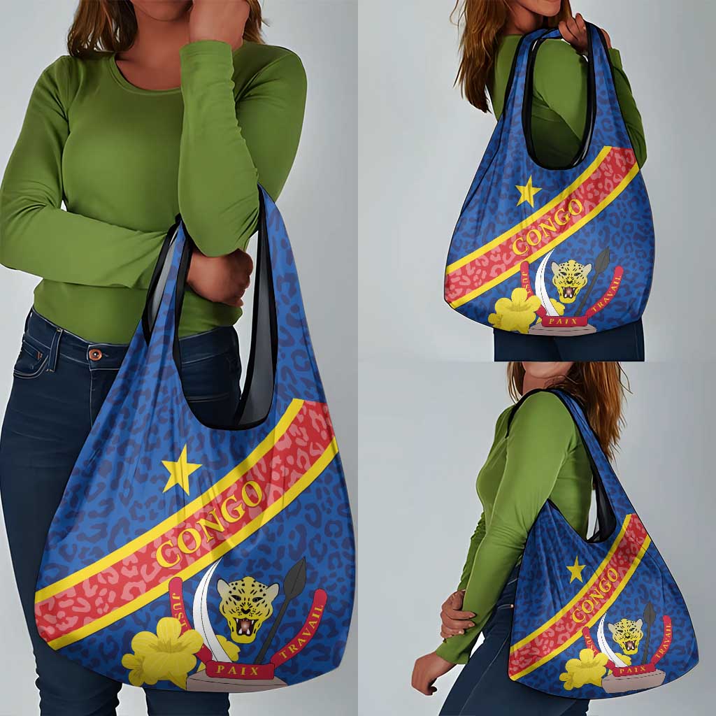 Congo DR Grocery Bag Coat Of Arms Leopard Pattern