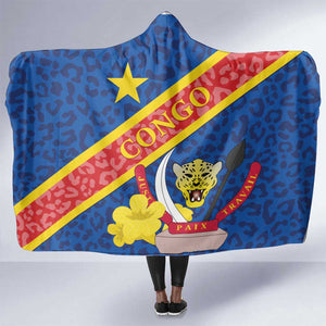 Congo DR Hooded Blanket Coat Of Arms Leopard Pattern