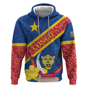 Congo DR Hoodie Coat Of Arms Leopard Pattern