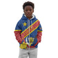 Congo DR Kid Hoodie Coat Of Arms Leopard Pattern