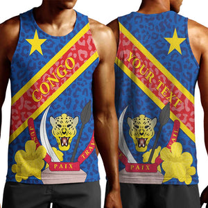 Congo DR Men Tank Top Coat Of Arms Leopard Pattern