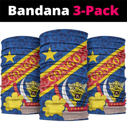 Congo DR Neck Gaiter Coat Of Arms Leopard Pattern LT01