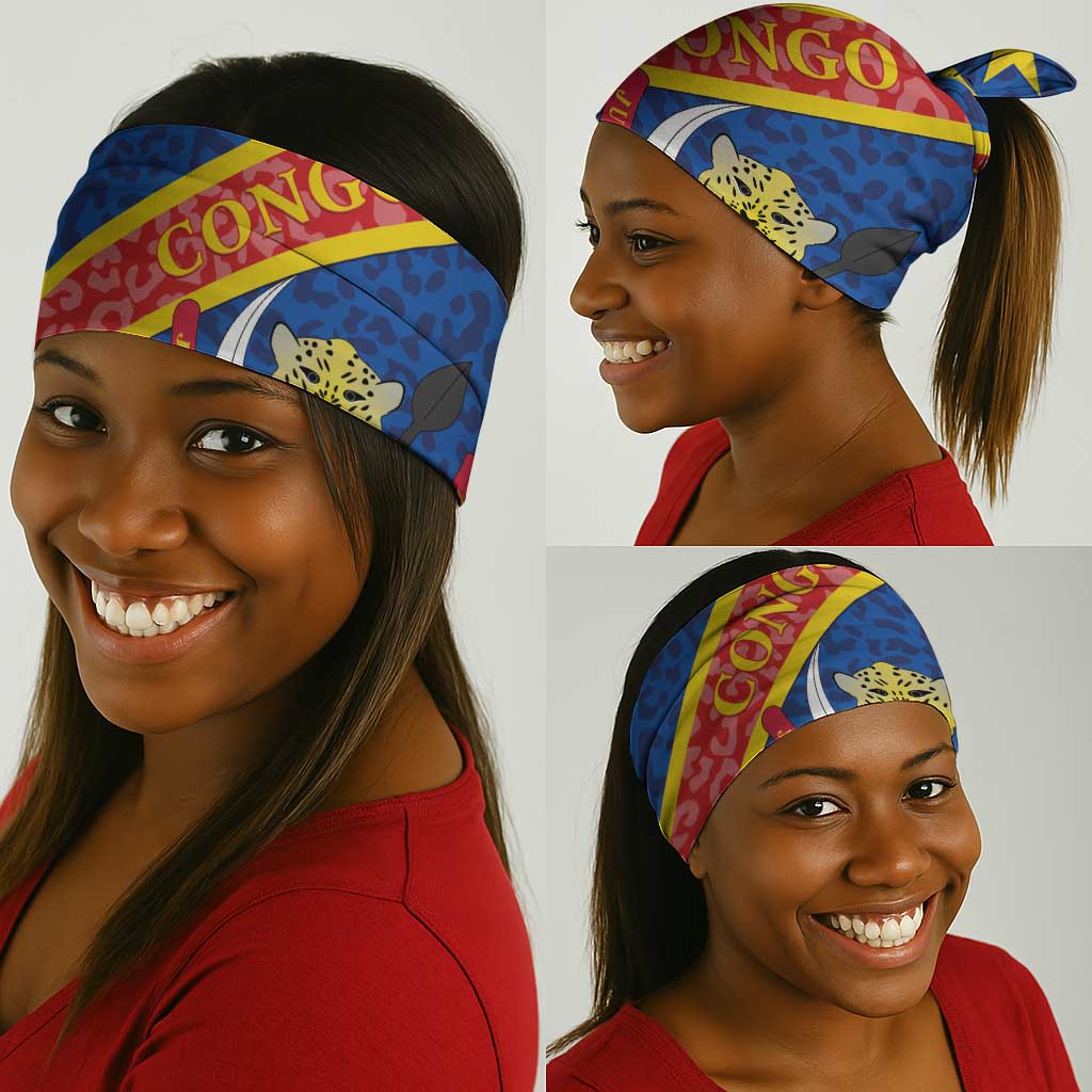 Congo DR Neck Gaiter Coat Of Arms Leopard Pattern LT01
