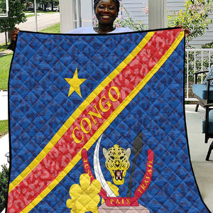 Congo DR Quilt Coat Of Arms Leopard Pattern