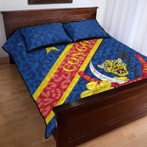 Congo DR Quilt Bed Set Coat Of Arms Leopard Pattern