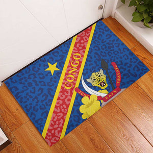 Congo DR Rubber Doormat Coat Of Arms Leopard Pattern