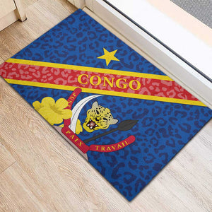 Congo DR Rubber Doormat Coat Of Arms Leopard Pattern