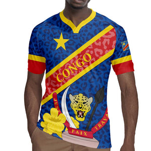 Congo DR Rugby Jersey Coat Of Arms Leopard Pattern