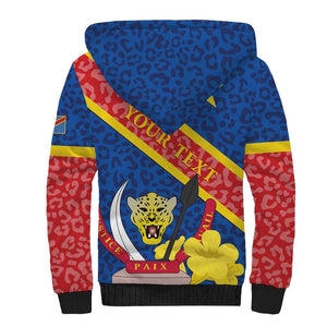 Congo DR Sherpa Hoodie Coat Of Arms Leopard Pattern