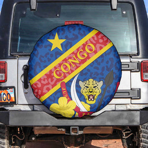 Congo DR Spare Tire Cover Coat Of Arms Leopard Pattern